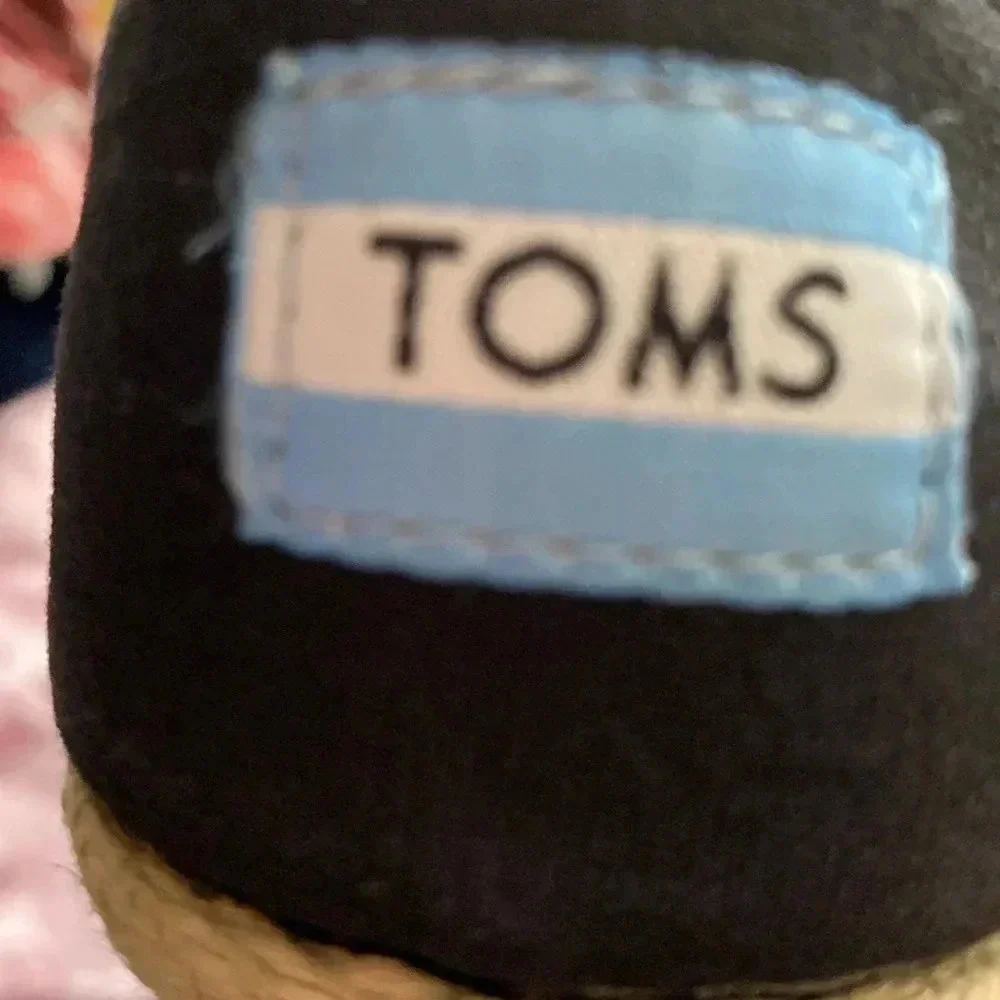 TOMS WO SIZE‎ 9 BLACK OPEN TOE ESPADRILLE WEDGE HEEL SHOES GOOD CLEAN CONDITION